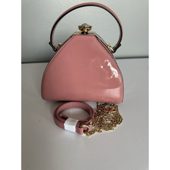 Gramercy & Grand Gorgeous Pink patent leather handbag Gem Clasp Shoulder Bag NEW - Picture 8 of 13